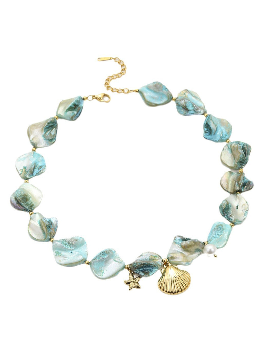 Ocean Style Blue Shell And Starfish Necklace