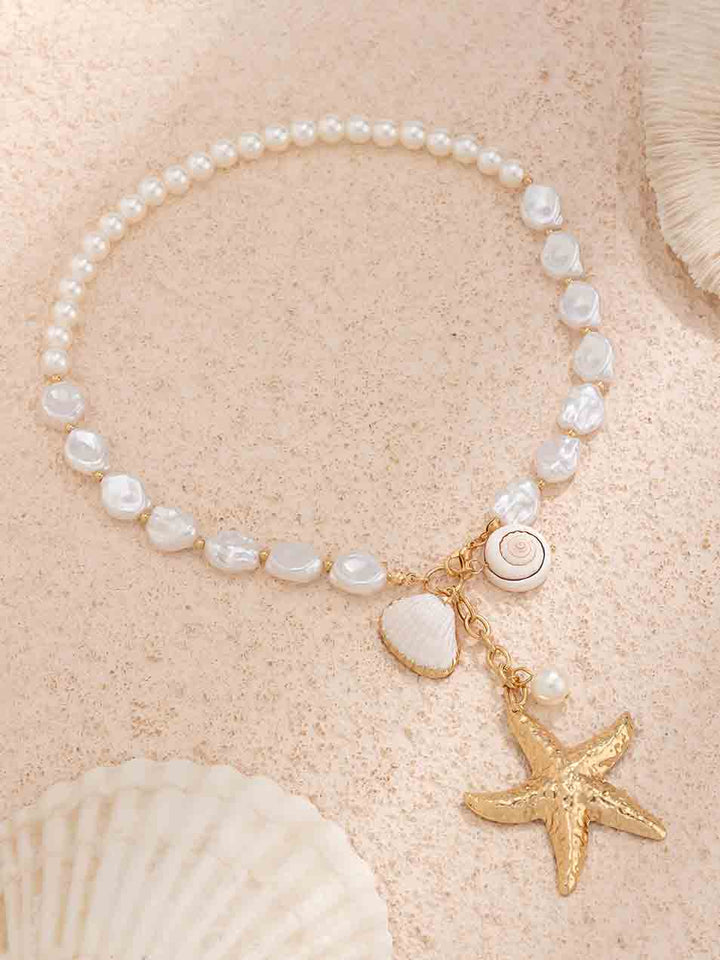 Starfish Shell Pearl Beach Necklace