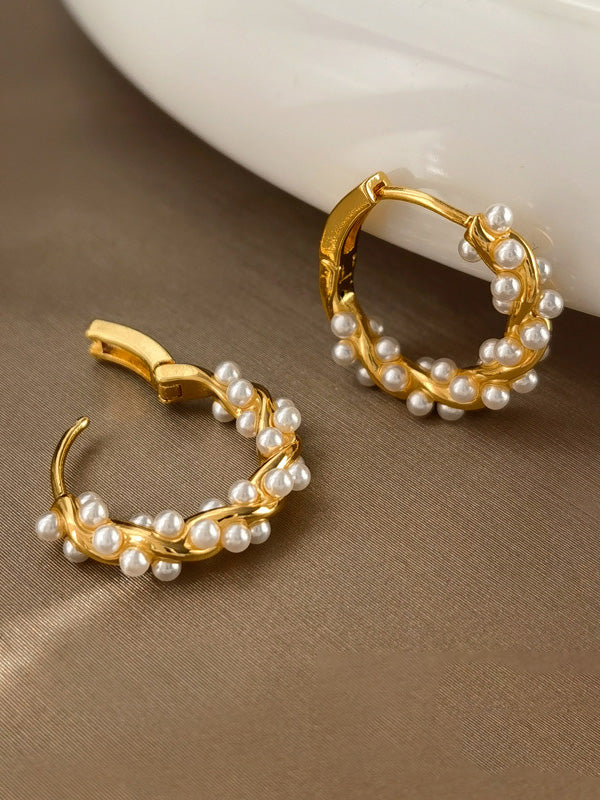 Ranskalaiset Simple Pearl Twist Design vintage -korvakorut