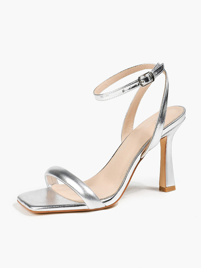 Fashionable One-Strap Thick Heel Open-Toe High Heels