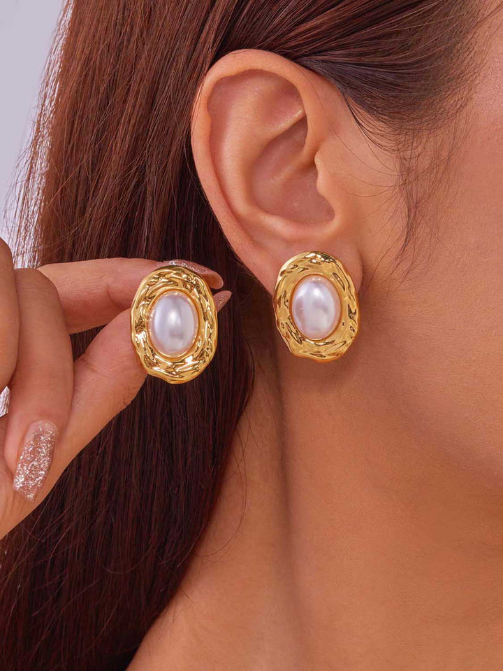 Fashion Oval Pearl Stud Earrings