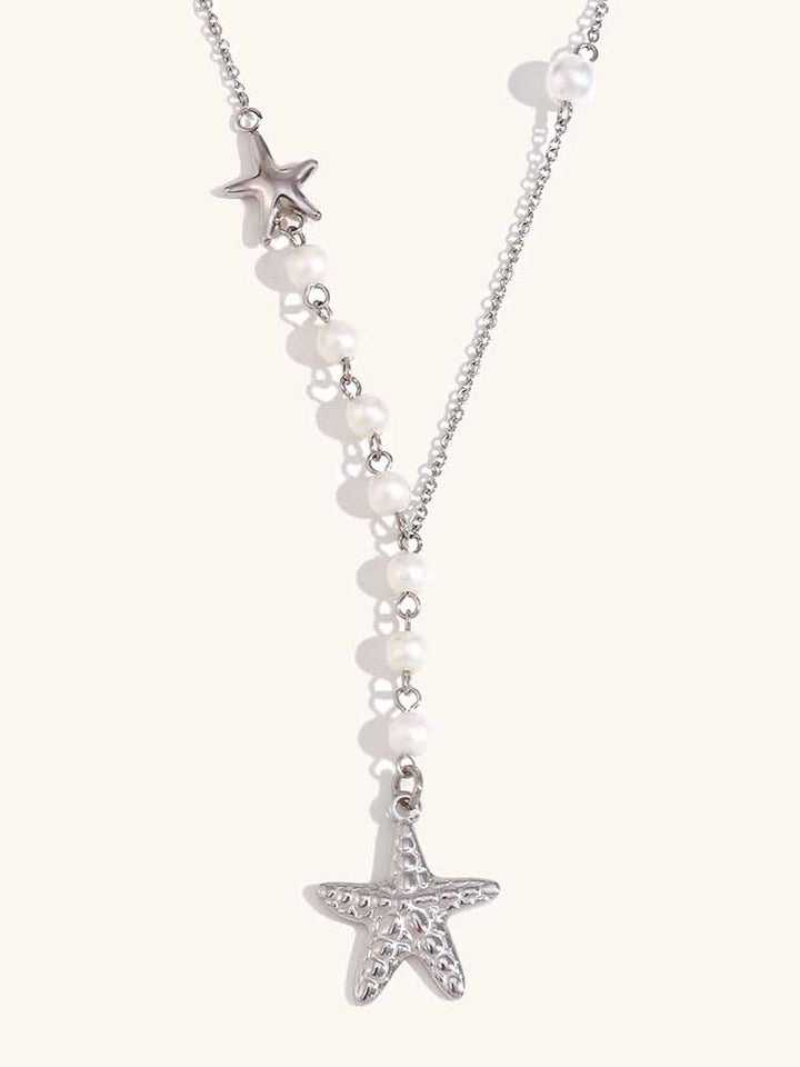 Starfish Pearl Pendant Asymmetric Necklace