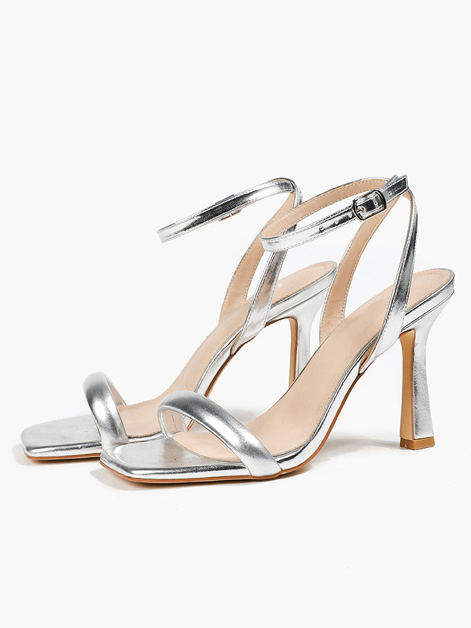 Fashionable One-Strap Thick Heel Open-Toe High Heels