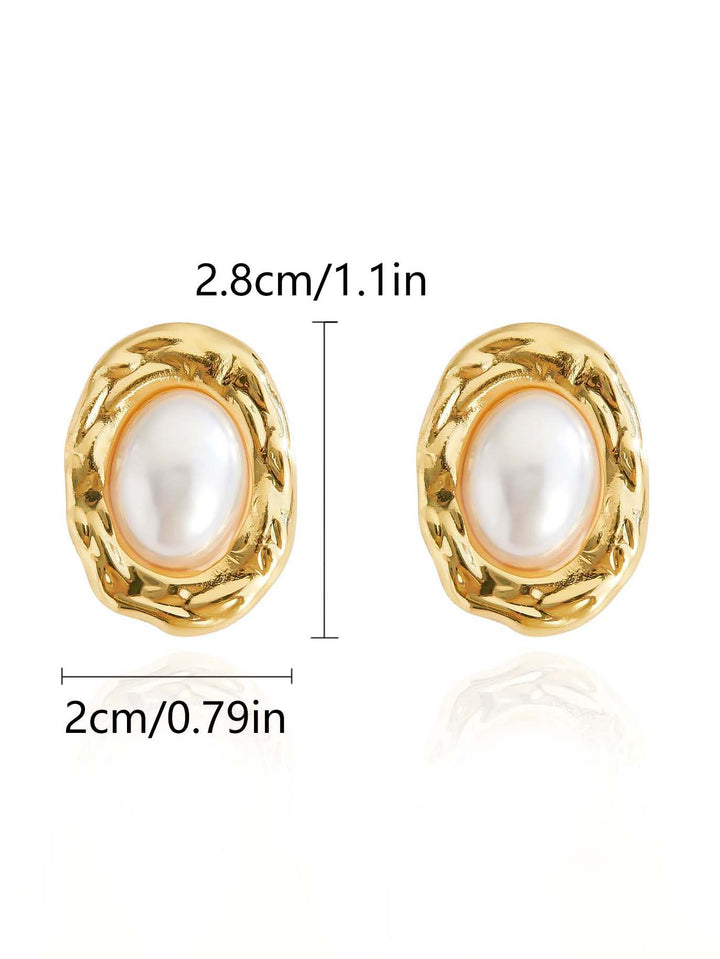 Fashion Oval Pearl Stud Earrings