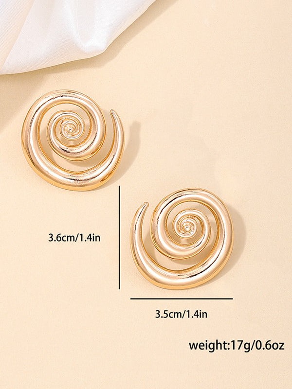 Boucles d'oreilles tourbillon creuses de style simple, boucles d'oreilles de rue exagérées