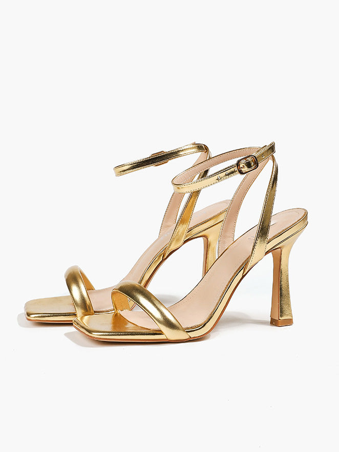 Fashionable One-Strap Thick Heel Open-Toe High Heels