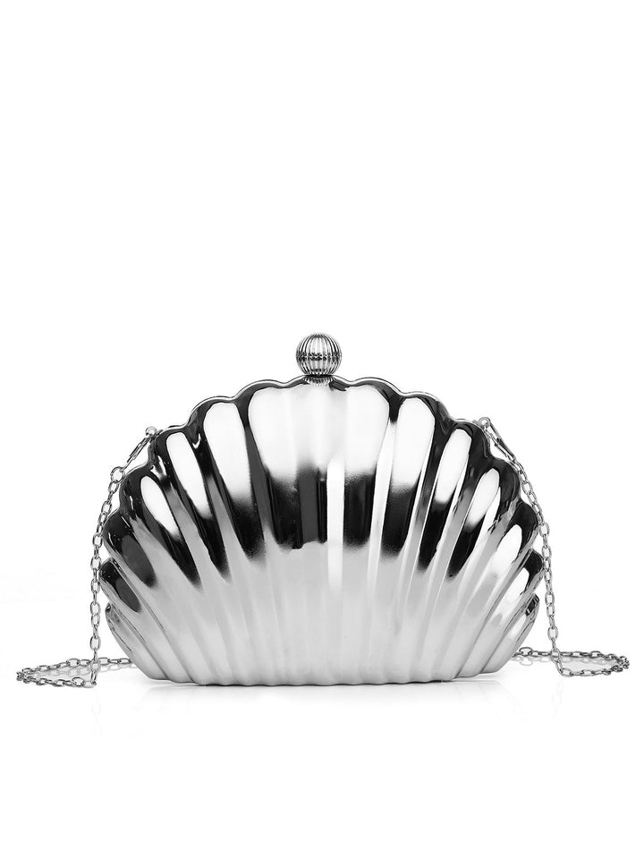 Party-Abendtasche mit Metallmuschel-Clutch