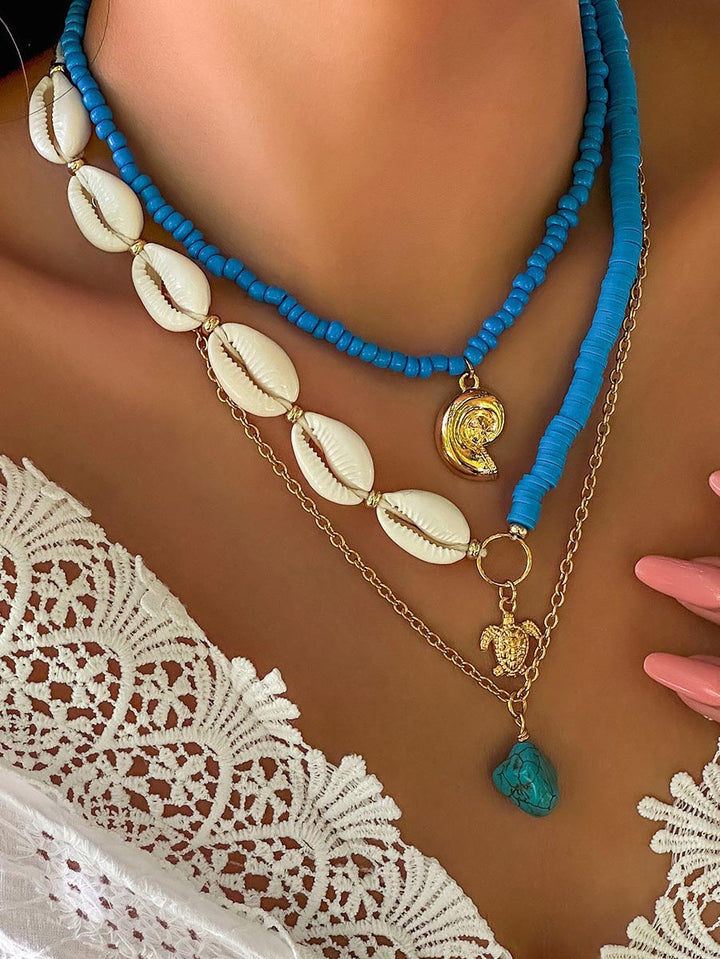 Bohemian Sunflower Multi-layer Pearl Shell Necklace