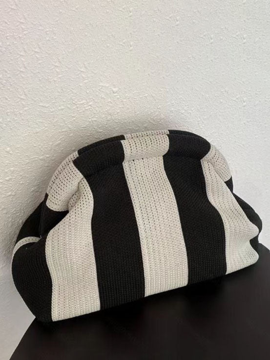 Knitted Striped Contrast Cloud Bag