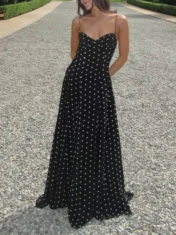 Elegant Casual Polka Dot Print Party Maxi Dress