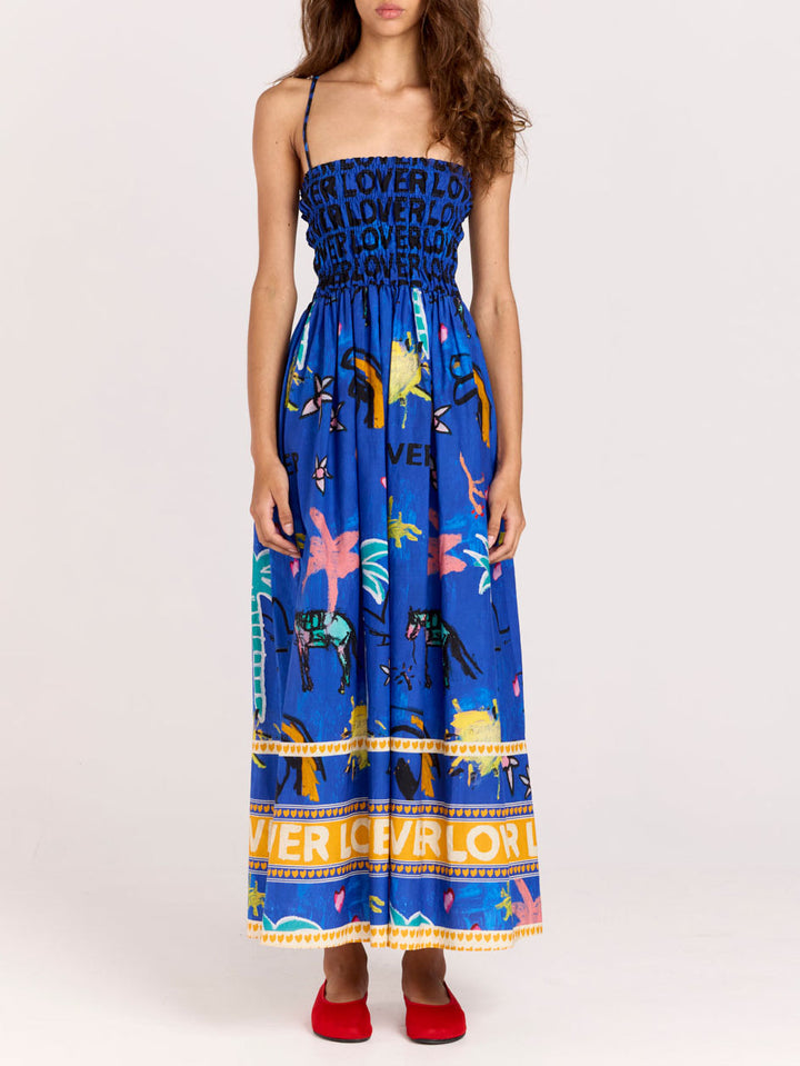 Unique Art Graffiti Resort Print Midi Dress