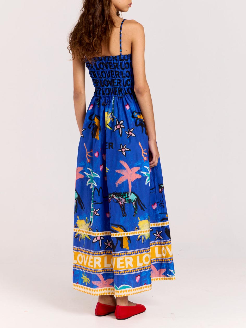 Unique Art Graffiti Resort Print Midi Dress