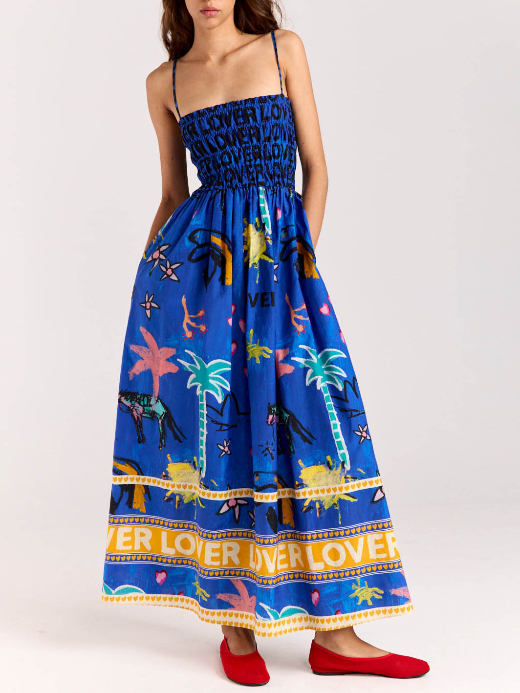 Unique Art Graffiti Resort Print Midi Dress