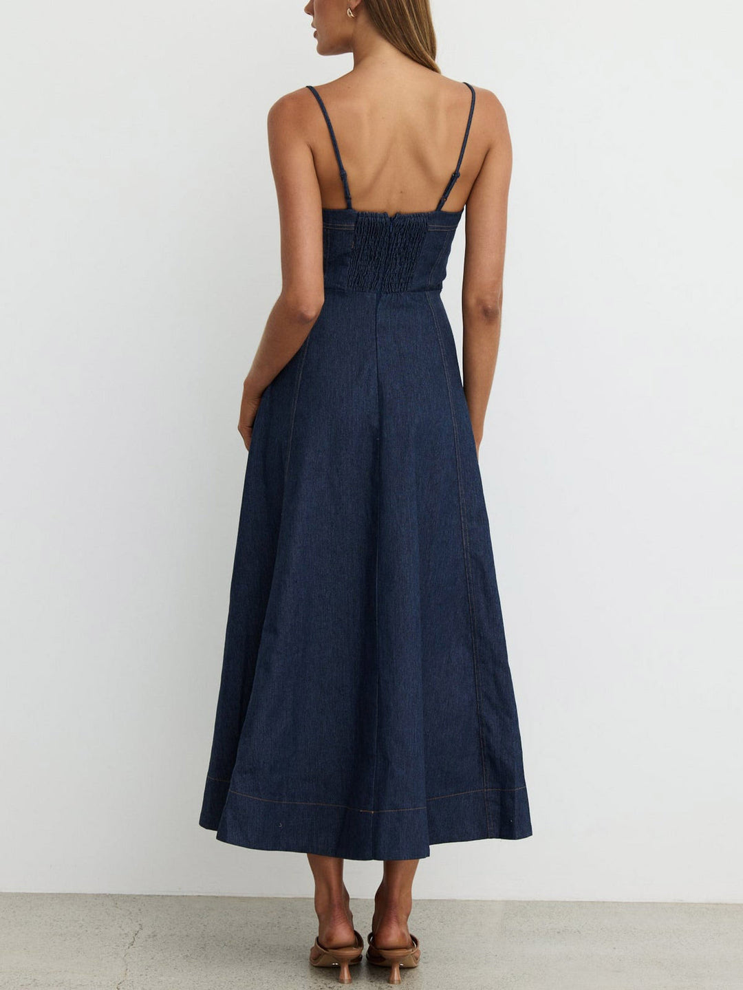 Casual Stylish Denim A-line Midi Dress