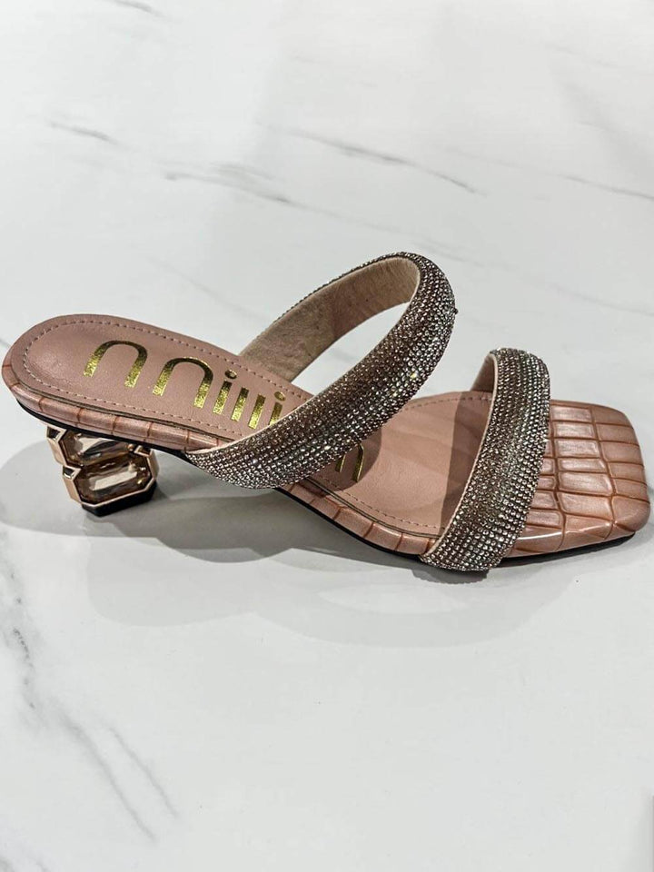 Sandalias de tacón alto con diamantes de imitación de moda