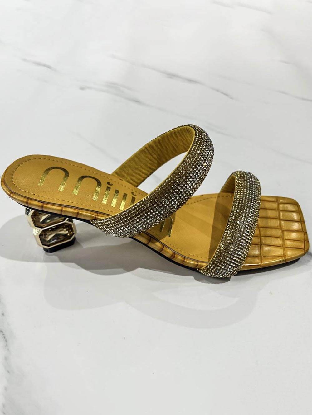 Sandalias de tacón alto con diamantes de imitación de moda