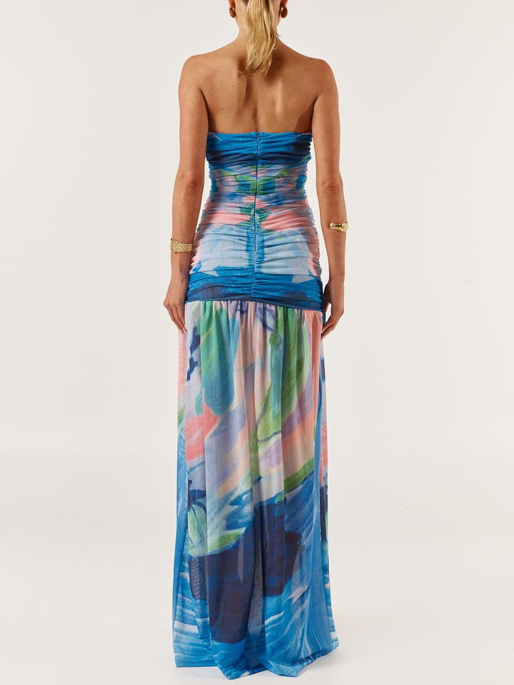 Sexy Oil Painting Abstract Print  Maxi Dress