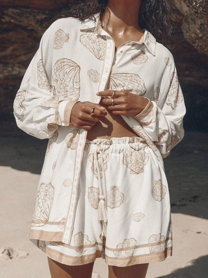 Chemise ample à imprimé coquillage de vacances