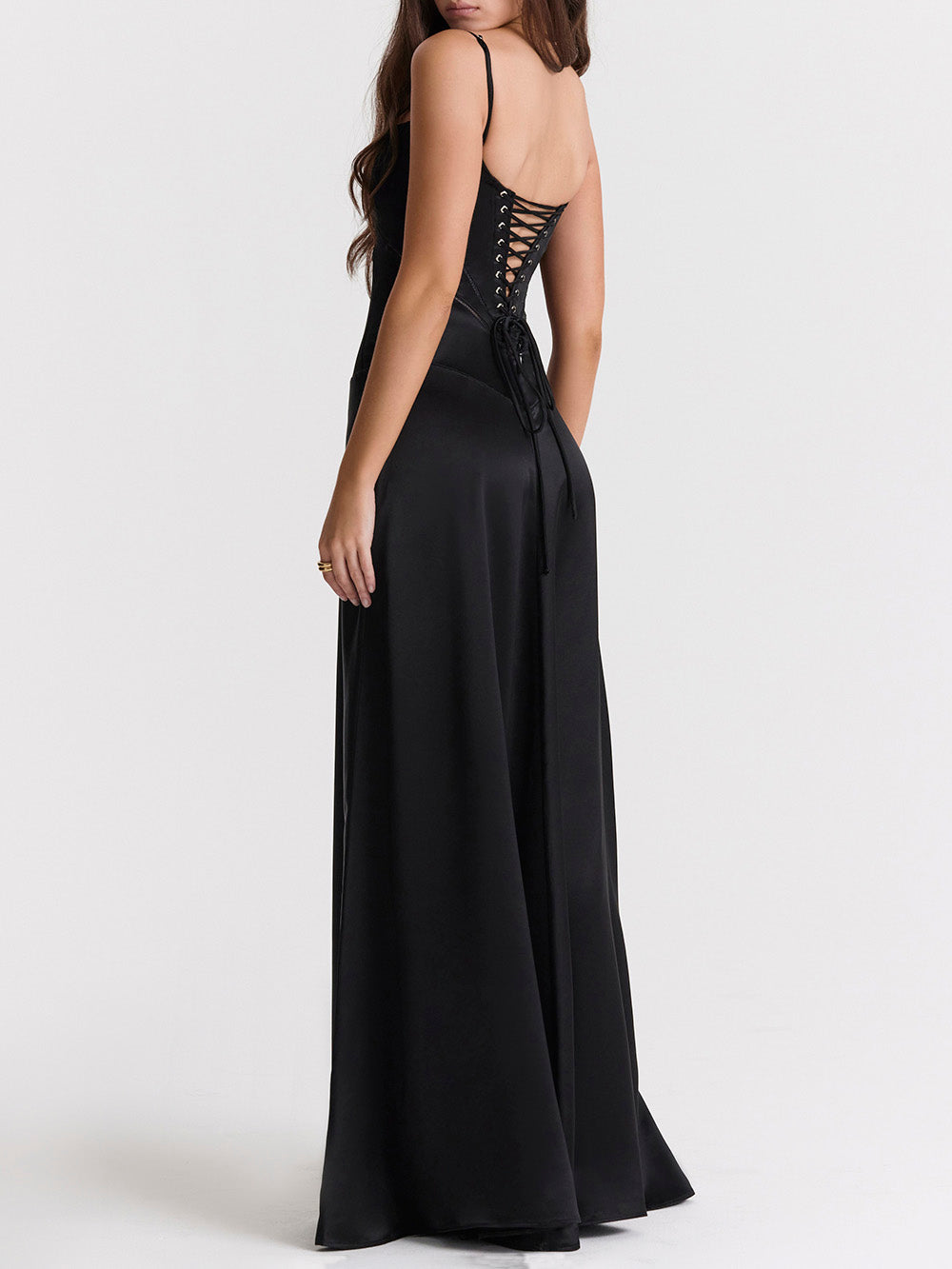 Elegant French Tie Slim Backless Evening Gown Maxi Dress