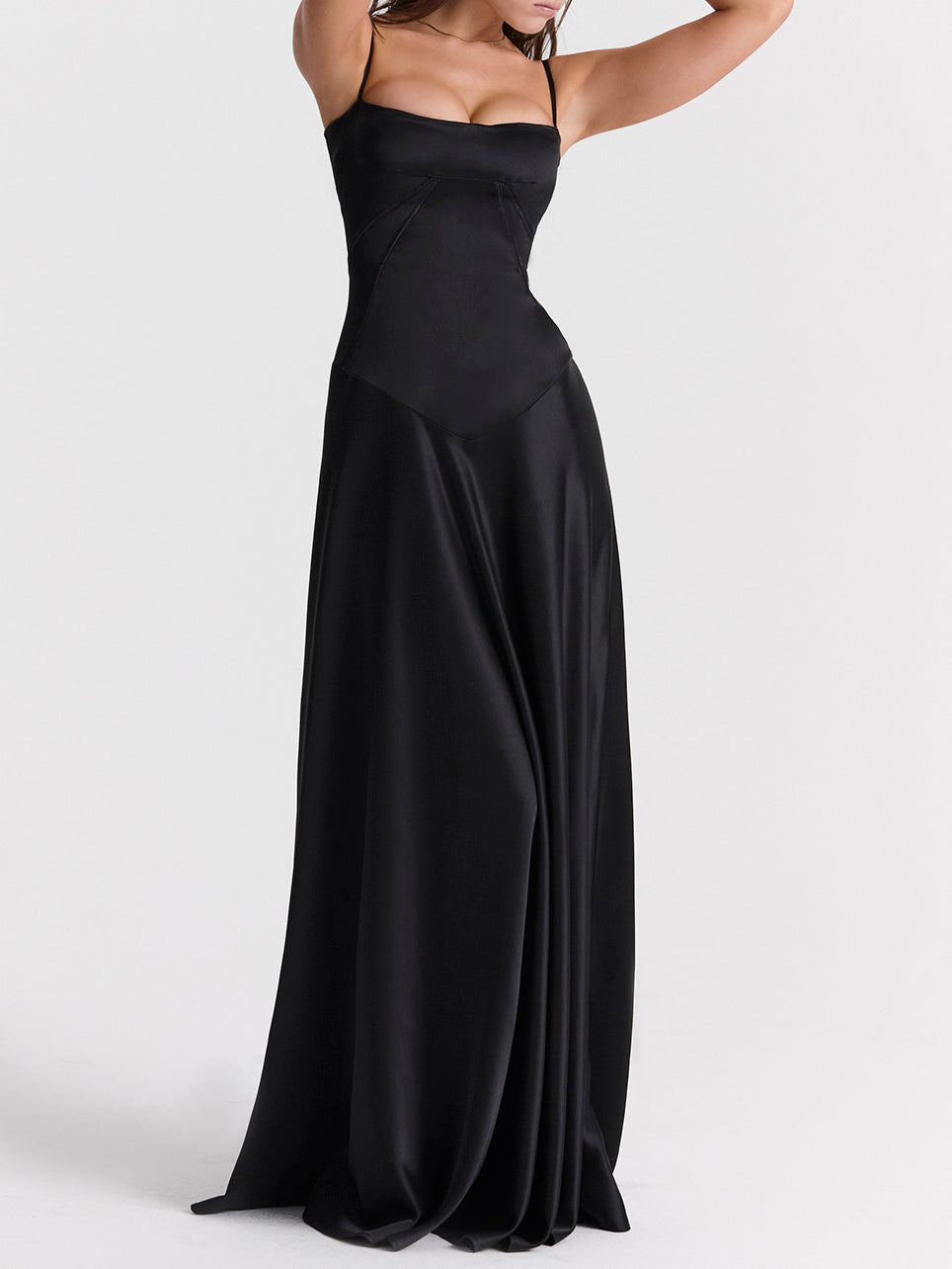 Elegant French Tie Slim Backless Evening Gown Maxi Dress