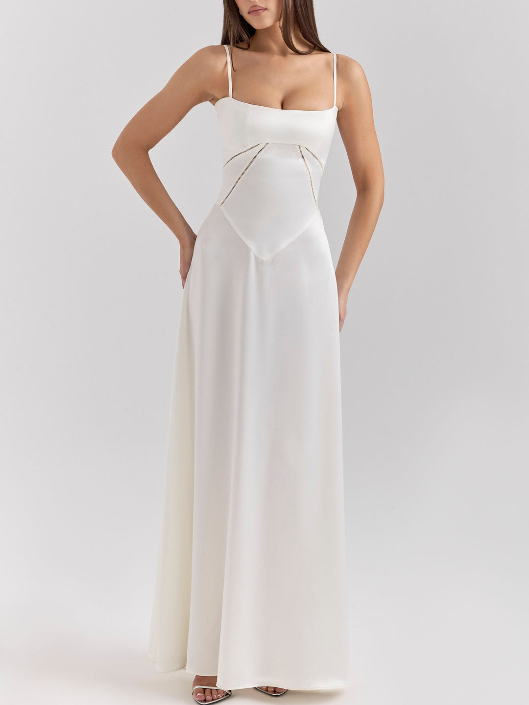 Elegant French Tie Slim Backless Evening Gown Maxi Dress