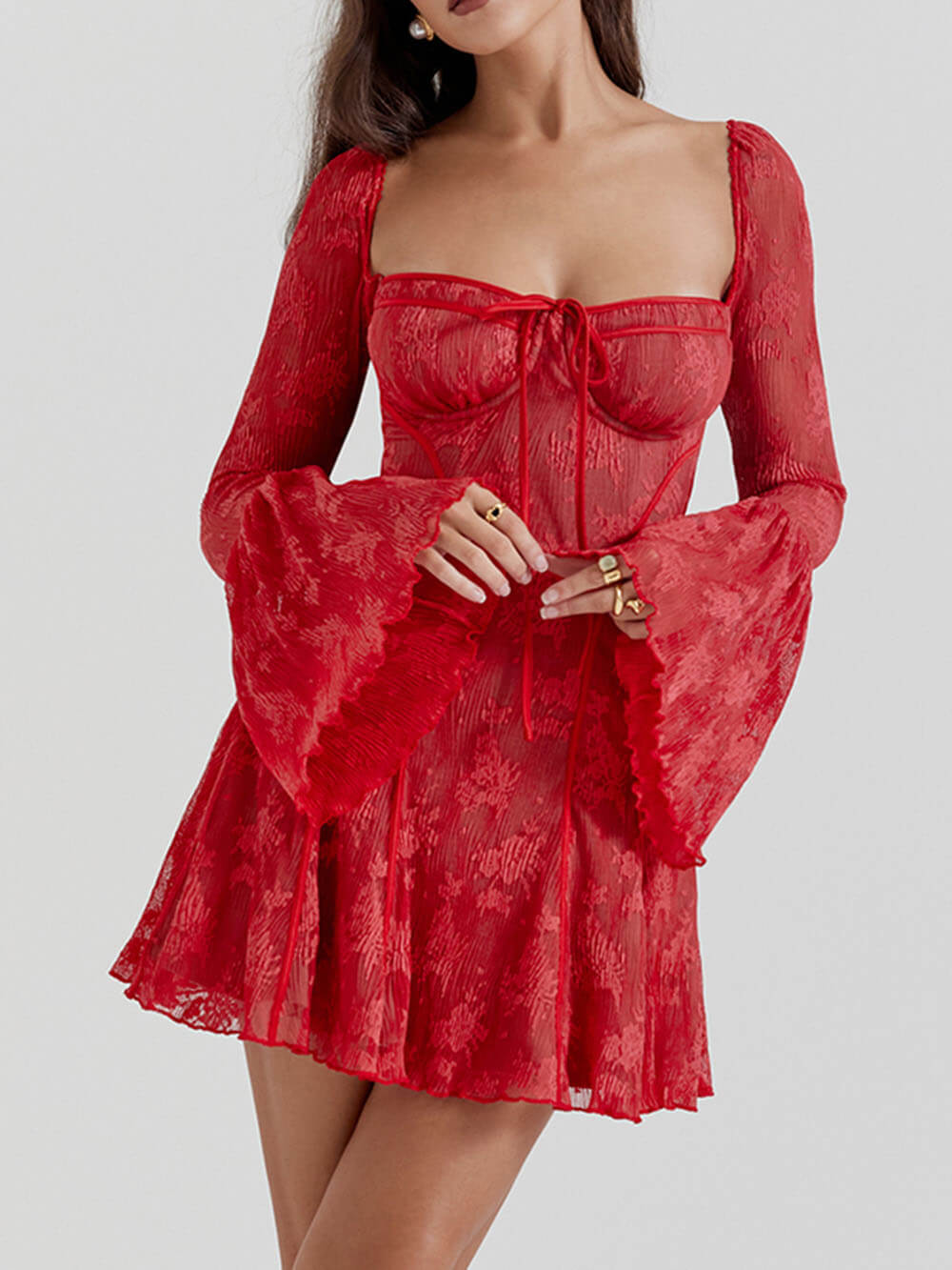 Abito corsetto in pizzo nero