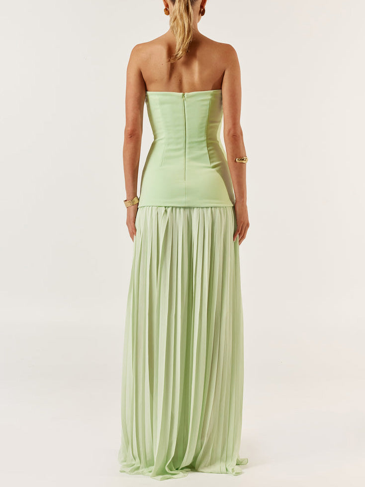 Elegant Sexy Strapless Pleated Maxi Dress