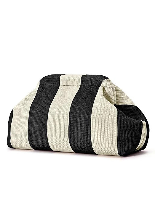 Knitted Striped Contrast Cloud Bag