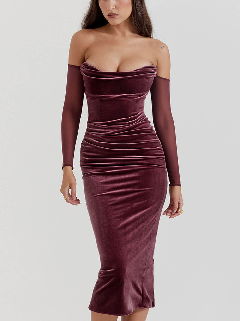 Strapless midi-jurk