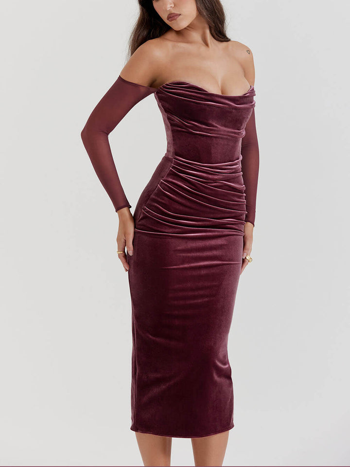 Strapless midi-jurk