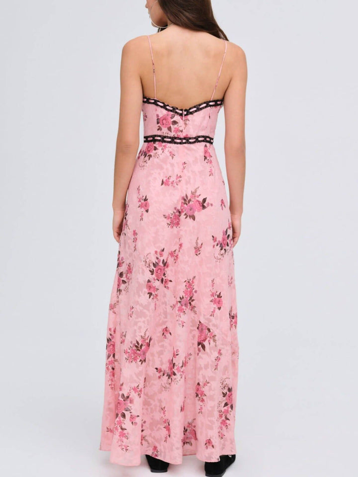 Vintage Elegant Rose Flower Midi Dress