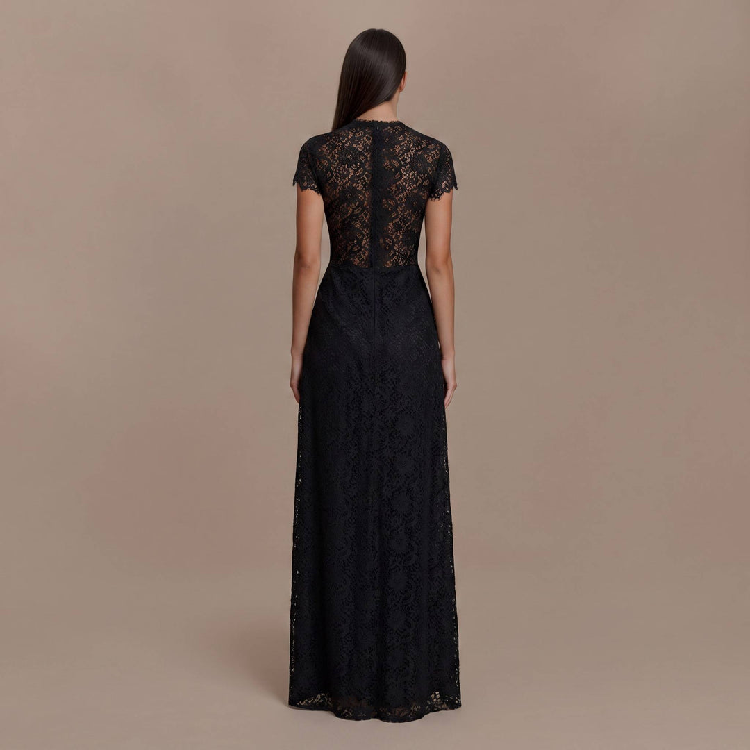 Lace Long-sleeved Top And Wide-leg Pants Set