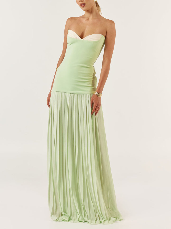 Elegant Sexy Strapless Pleated Maxi Dress