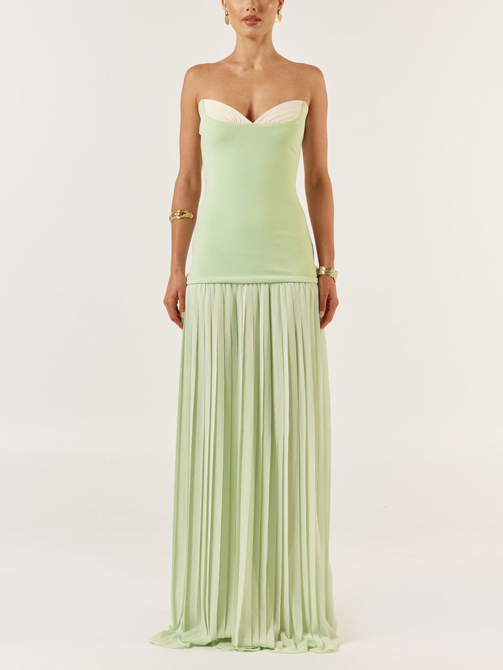 Elegant Sexy Strapless Pleated Maxi Dress