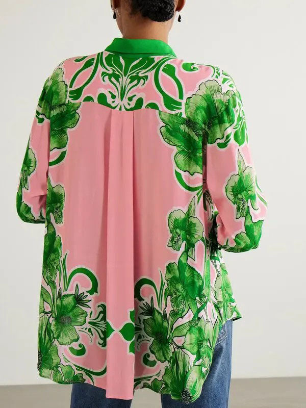 Exquisite Tropical Floral Print Loose Shirt