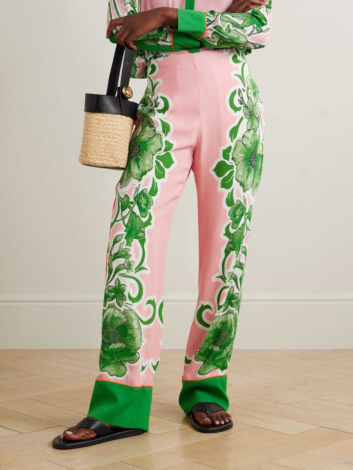Exquisite Tropical Floral Print Pants