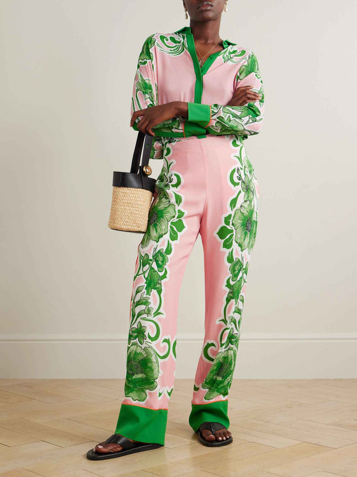 Exquisite Tropical Floral Print Pants