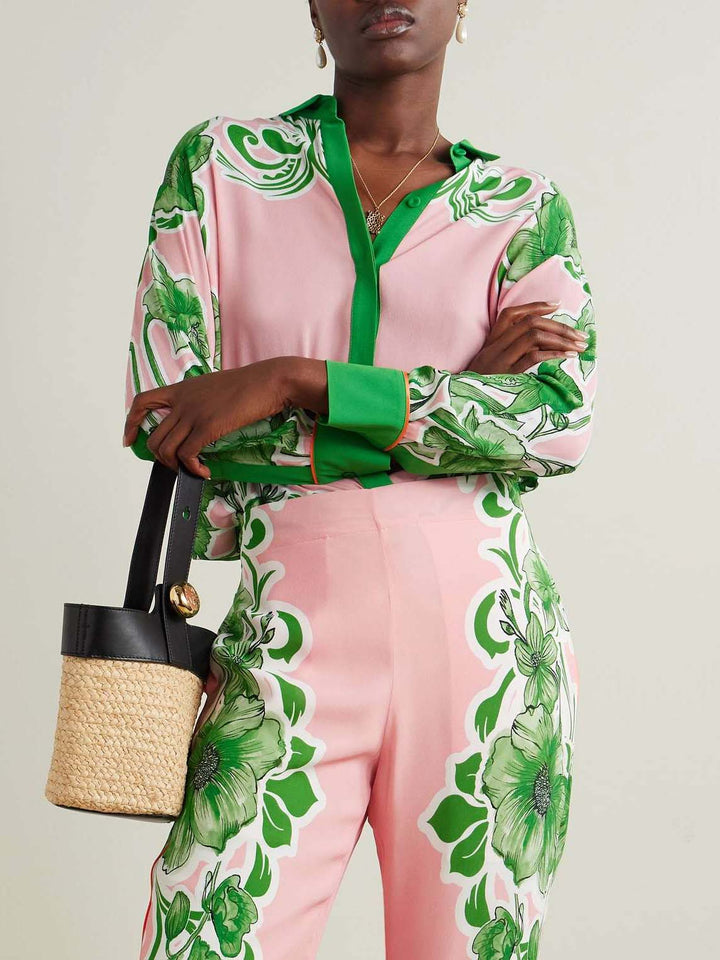 Exquisite Tropical Floral Print Loose Shirt