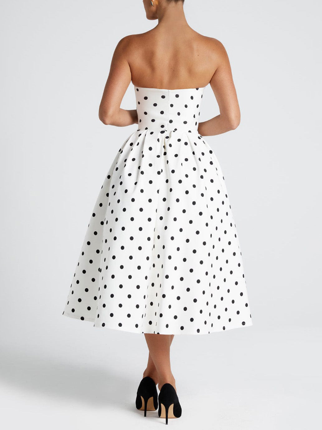 Elegant Retro Polka Dot Print Midi Dress