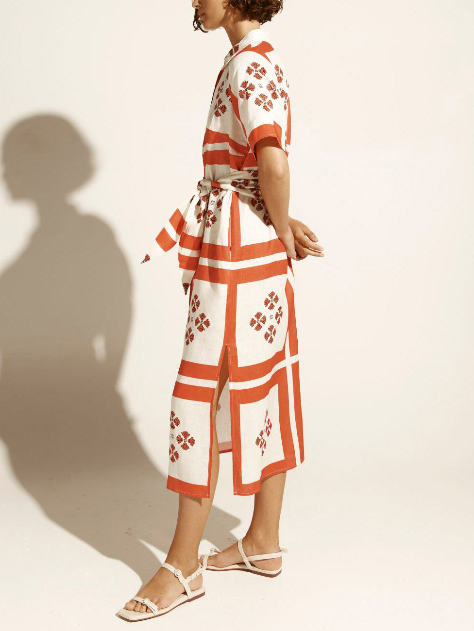 Summer Casual Printed Shirt Midi Dress