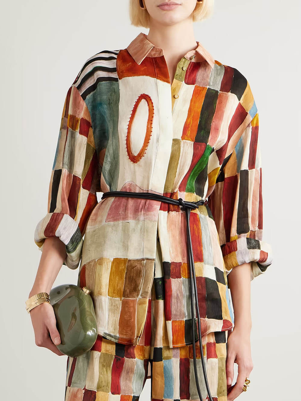 Retro Floral Print Loose Linen Elastic Waist Wide-Leg Pants