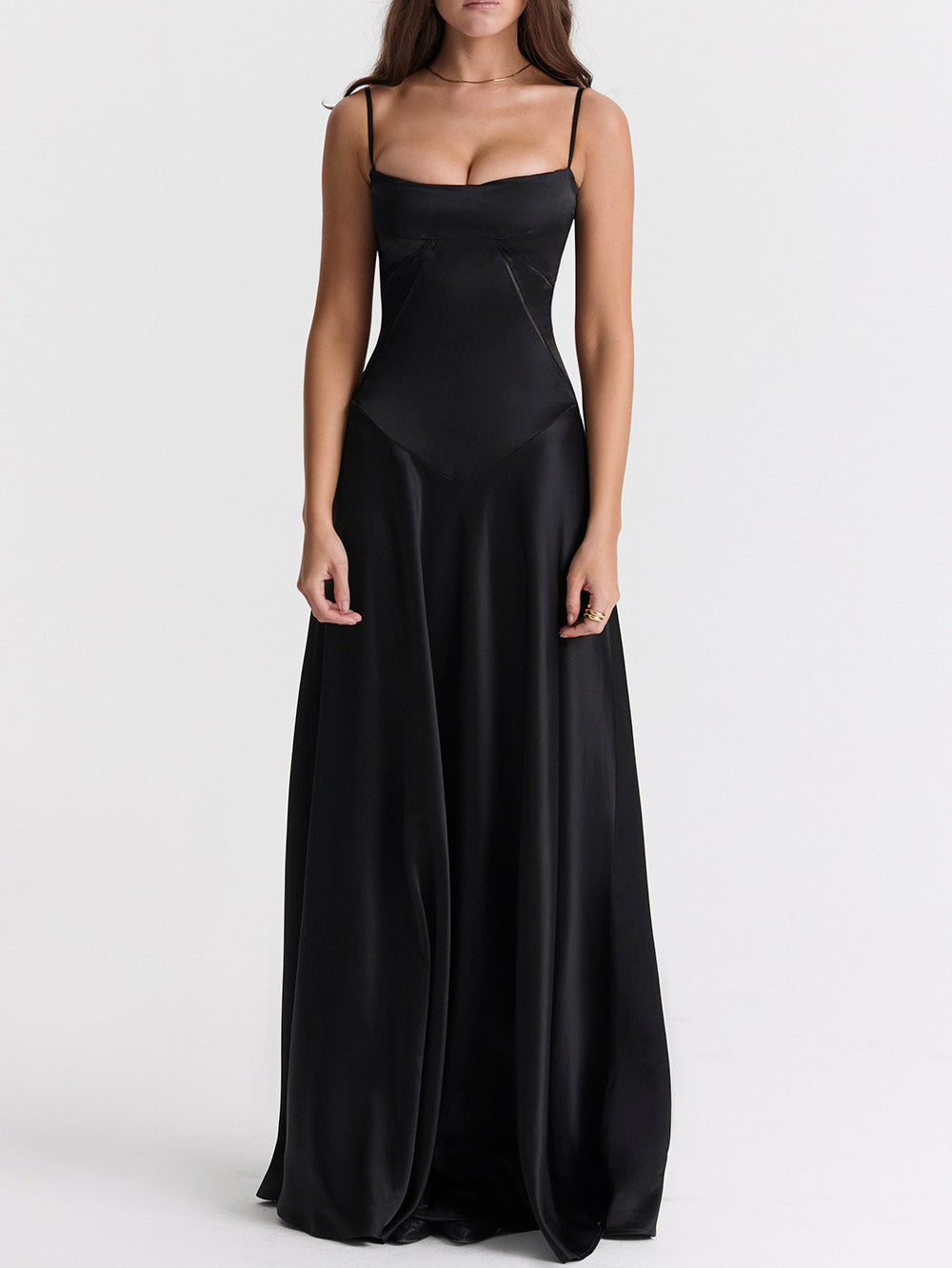 Elegant French Tie Slim Backless Evening Gown Maxi Dress