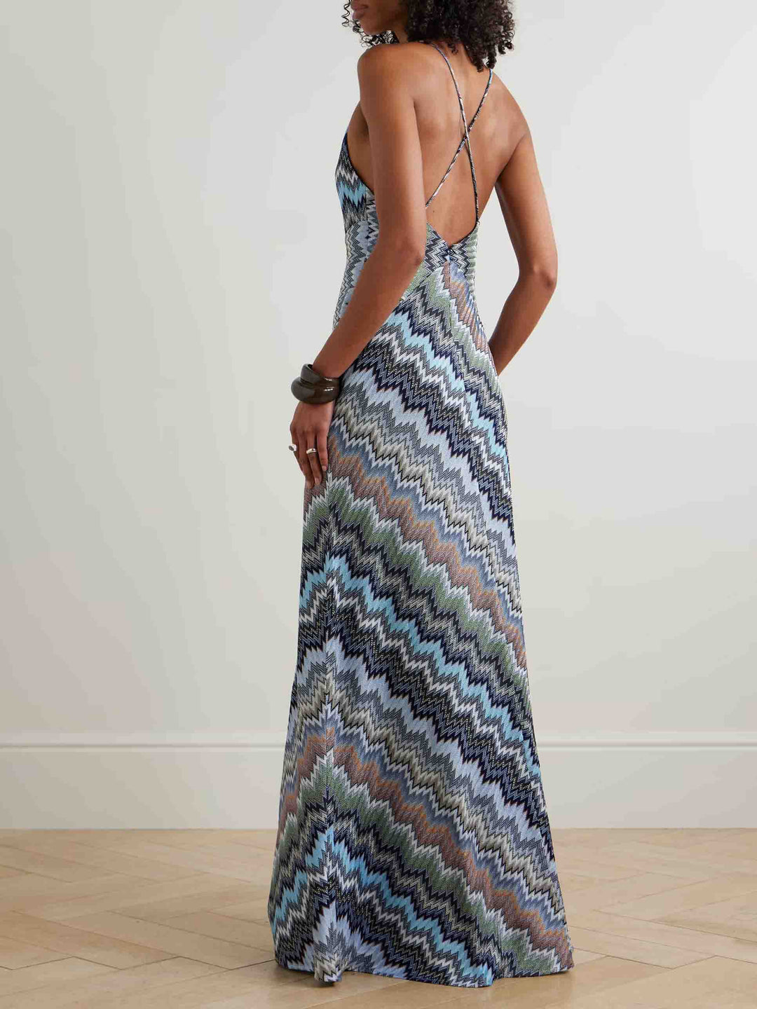 Casual Halter Neck Print Slim-fit Maxi Dress