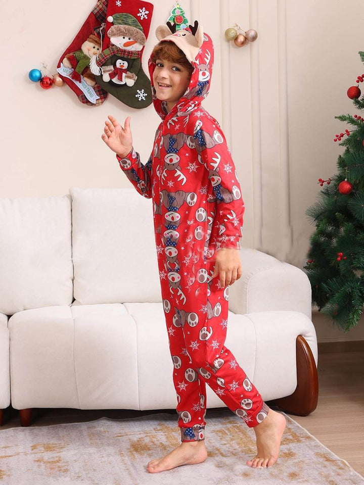 Christmas Elk Print Parent-Child Jumpsuit