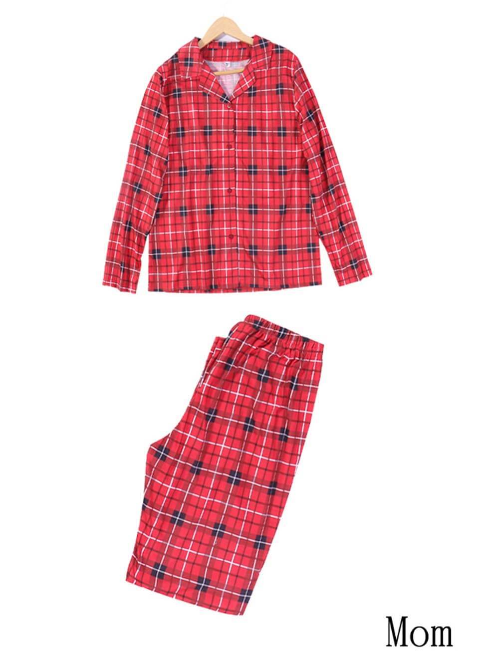 Kerst pyjamaset voor ouders en kinderen met geruite print