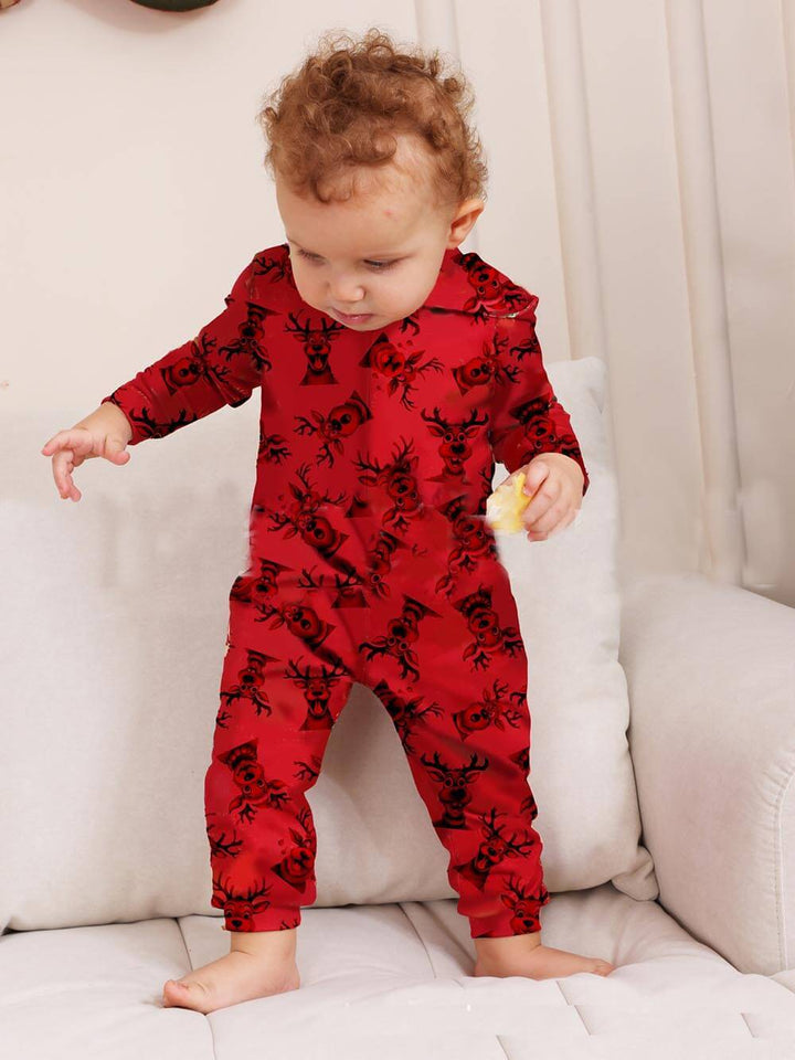 Christmas Elk Print Family One-Piece Pyjamas