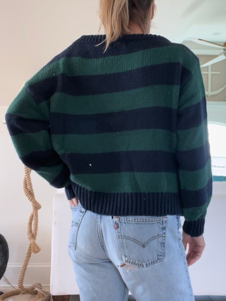 Klassisk grøn Rugby Stripe Sweater