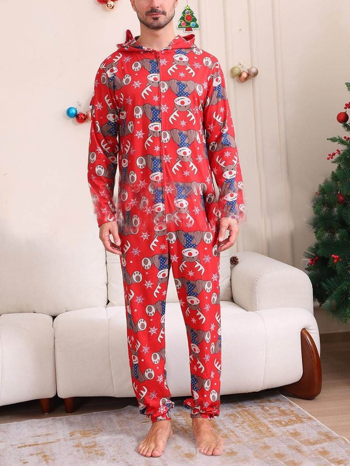 Christmas Elk Print forældre-barn jumpsuit