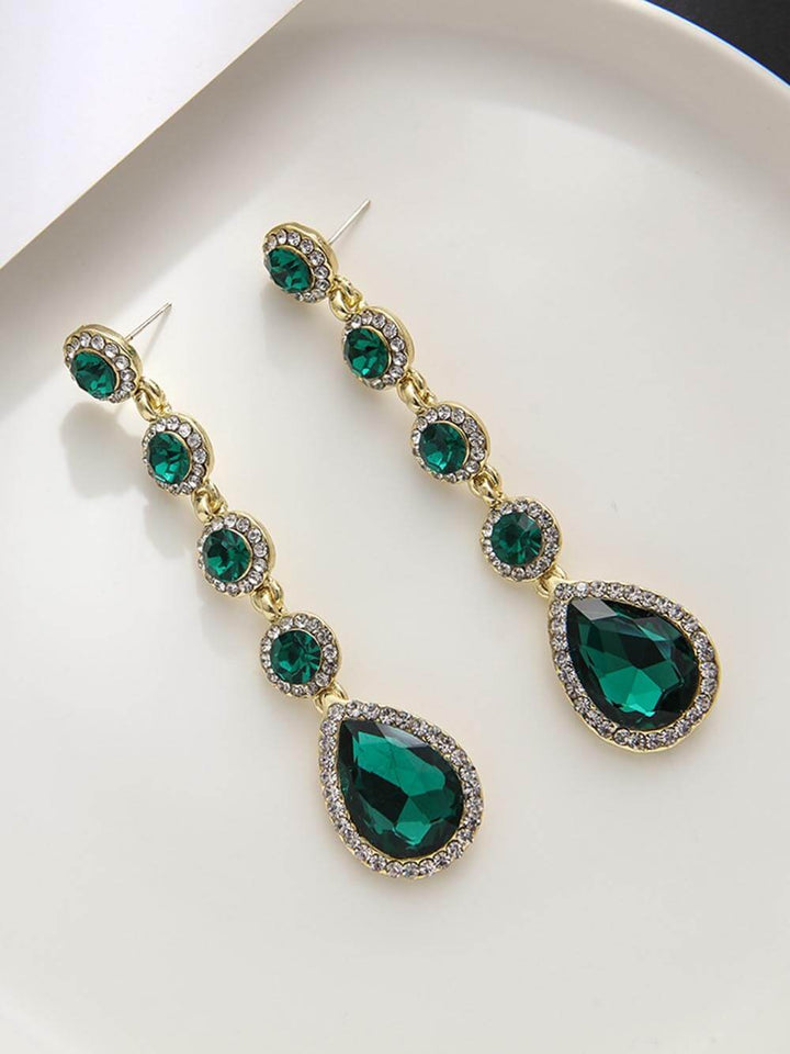 Retro Luxury Diamond-Filled Teardrop Long Earrings