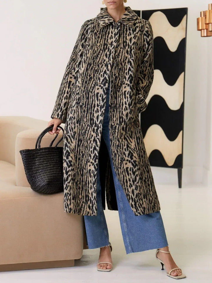 Unique Leopard Print Loose Long Cardigan Coat